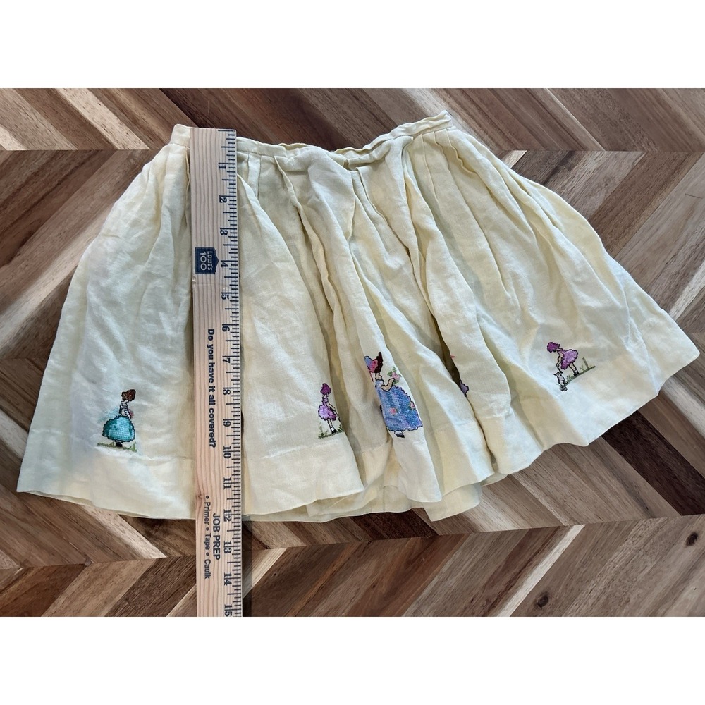 Vintage Girls Skirt Hand Made Crosstitch Cottage Cat Flowers - Picture 8 of 8